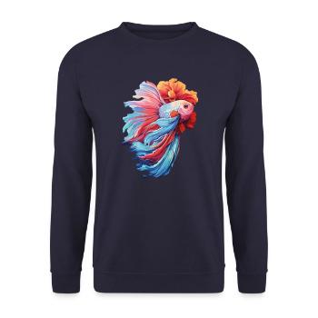 Bettafish Fish - Unisex Sweatshirt - navy - Front - Alina (178cm) & Michal (187cm)