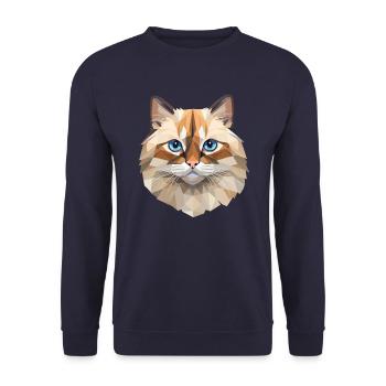 Birman Cat Polygon Design - Unisex Sweatshirt - navy - Front - Alina (178cm) & Michal (187cm)