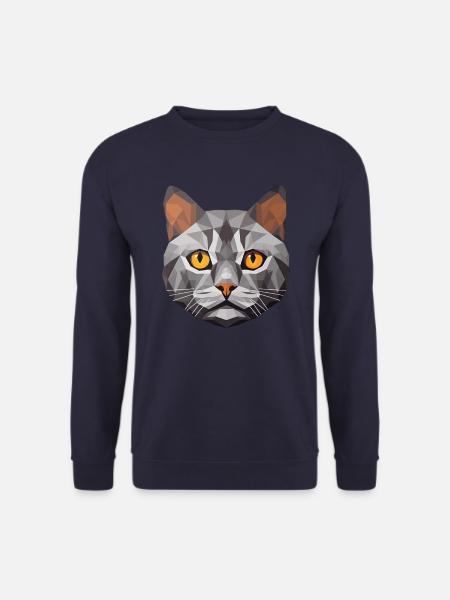 British Shorthair Cat BSH Low Polygon - Unisex Pullover - Navy