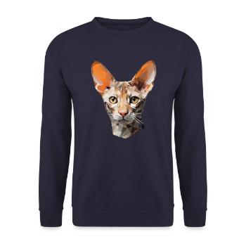 Cornish Rex Cat - Unisex Pullover - Navy - Vorne - Alina (178cm) & Michal (187cm)