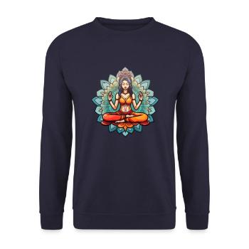 Yoga Meditation Woman - Unisex Sweatshirt - navy - Front - Alina (178cm) & Michal (187cm)