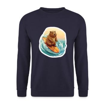Capybara Surfer - Unisex Sweatshirt - navy - Front - Alina (178cm) & Michal (187cm)