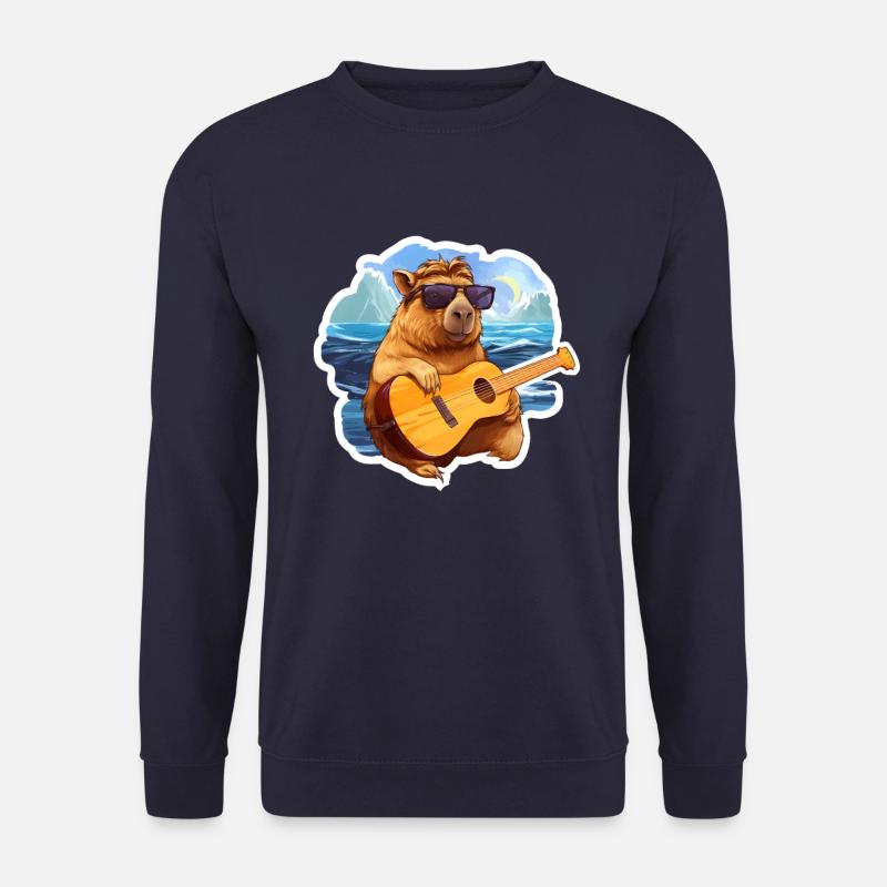 Capybara Guitar Playing - Unisex Sweatshirt - navy