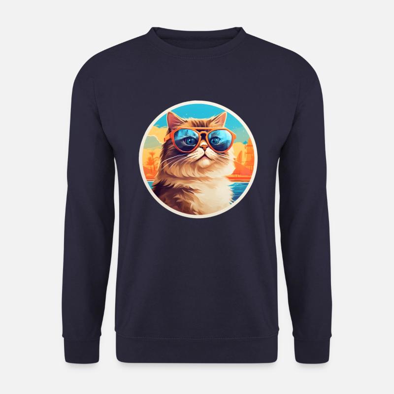 Katze mit Sonnenbrille - Unisex Pullover - Navy