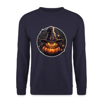 Halloween Witch Pumpkin - Unisex Sweatshirt - navy - Front - Alina (178cm) & Michal (187cm)