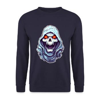 Skull Ghost Halloween - Unisex Sweatshirt - navy - Front - Alina (178cm) & Michal (187cm)