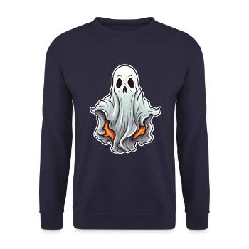 Geist Halloween Comic - Unisex Pullover - Navy - Vorne - Alina (178cm) & Michal (187cm)