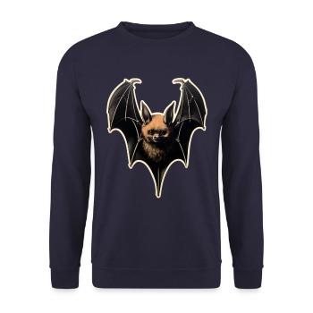 Horror-Fledermaus - Unisex Pullover - Navy - Vorne - Alina (178cm) & Michal (187cm)