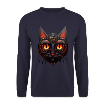 Black Cat Witch Horror - Unisex Sweatshirt - navy - Front - Alina (178cm) & Michal (187cm)