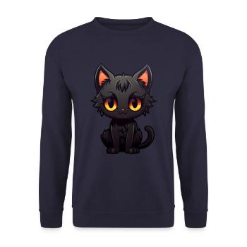 Kawaii Chat Noir - Sweat-shirt Unisexe - marine - Devant - Alina (178cm) & Michal (187cm)