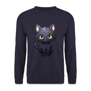 Kawaii Chat Noir - Sweat-shirt Unisexe - marine - Devant - Alina (178cm) & Michal (187cm)