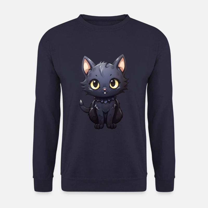 Kawaii Schwarze Katze - Unisex Pullover - Navy