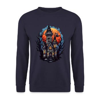 Creepy haunted house - Unisex Sweatshirt - navy - Front - Alina (178cm) & Michal (187cm)