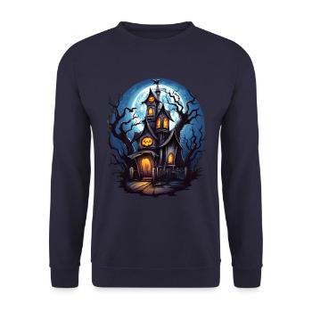 Halloween haunted house - Unisex Sweatshirt - navy - Front - Alina (178cm) & Michal (187cm)
