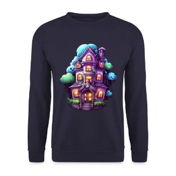Comic Haunted House - Unisex Sweatshirt - navy - Front - Alina (178cm) & Michal (187cm)
