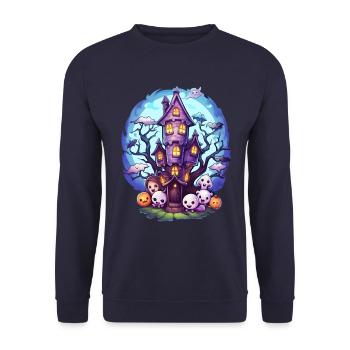 Anime Haunted House - Unisex Sweatshirt - navy - Front - Alina (178cm) & Michal (187cm)