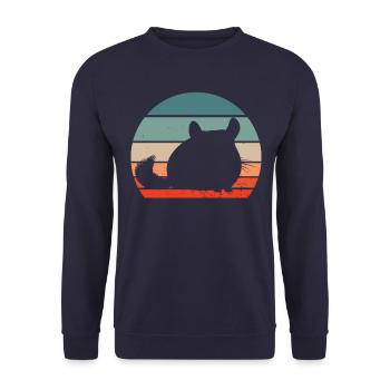 Chinchilla Retro - Unisex Pullover - Navy - Vorne - Alina (178cm) & Michal (187cm)