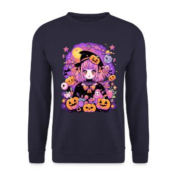 Manga Halloween - Unisex Sweatshirt - navy - Front - Alina (178cm) & Michal (187cm)