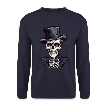 Squelette Halloween Gentleman - Sweat-shirt Unisexe - marine - Devant - Alina (178cm) & Michal (187cm)