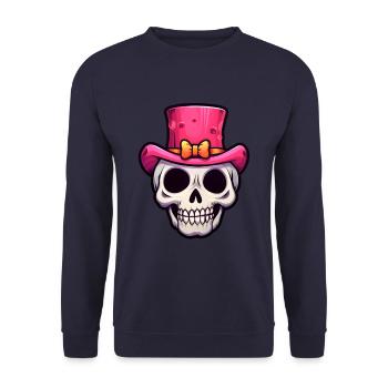 Cute Skull Pink Hat Halloween - Unisex Sweatshirt - navy - Front - Alina (178cm) & Michal (187cm)