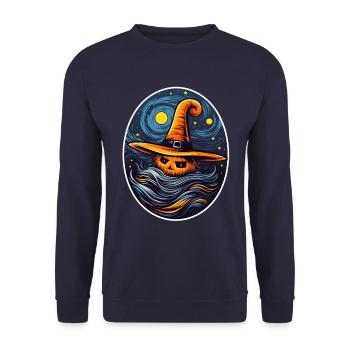 Peinture d’Halloween à la citrouille - Sweat-shirt Unisexe - marine - Devant - Alina (178cm) & Michal (187cm)