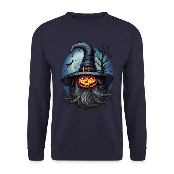 Pumpkin Halloween Witch - Unisex Sweatshirt - navy - Front - Alina (178cm) & Michal (187cm)