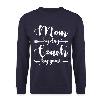 Fußball Mama Mutter Am Tag Trainer am Spieltag - Unisex Pullover - Navy - Vorne - Alina (178cm) & Michal (187cm)