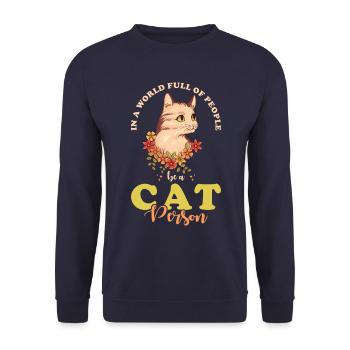 Cat Man Cat Cute - Unisex Sweatshirt - navy - Front - Alina (178cm) & Michal (187cm)