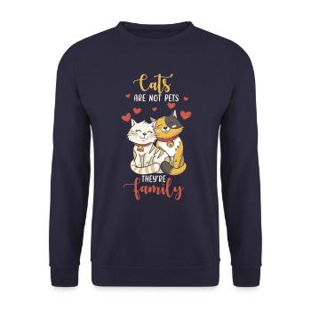 Cat Family - Unisex Sweatshirt - navy - Front - Alina (178cm) & Michal (187cm)