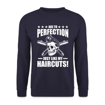 Barber Job Birthday Gift - Unisex Sweatshirt - navy - Front - Alina (178cm) & Michal (187cm)