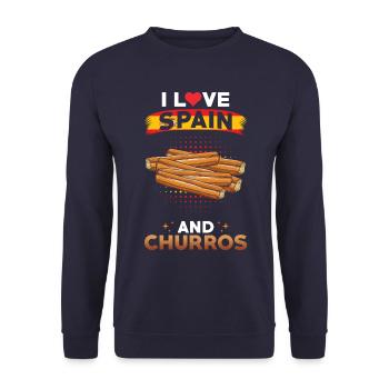 Churros Espagne Cuisine espagnole - Sweat-shirt Unisexe - marine - Devant - Alina (178cm) & Michal (187cm)