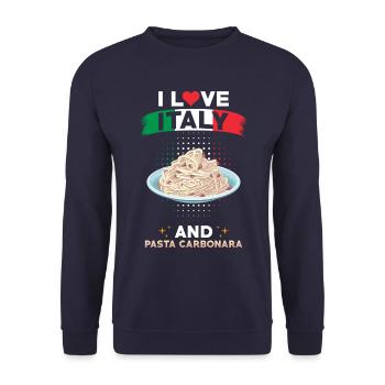 Pasta Carbonara Italien Italienische Küche - Unisex Pullover - Navy - Vorne - Alina (178cm) & Michal (187cm)