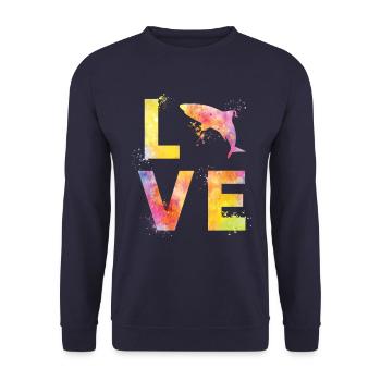 Shark love - Unisex Sweatshirt - navy - Front - Alina (178cm) & Michal (187cm)