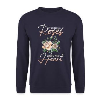 pétales de rose roses arôme de roseraie parfum de rose - Sweat-shirt Unisexe - marine - Devant - Alina (178cm) & Michal (187cm)
