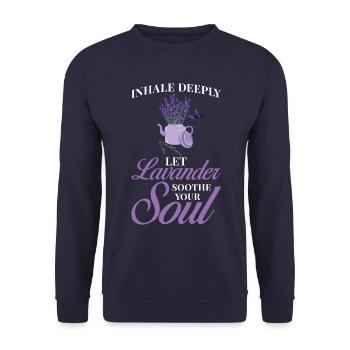 Lavande Fleur de Lavande Huile Essentielle Parfum de Lavande - Sweat-shirt Unisexe - marine - Devant - Alina (178cm) & Michal (187cm)