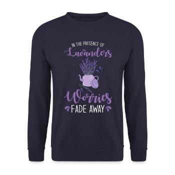 Lavande Fleur de Lavande Huile Essentielle Parfum de Lavande - Sweat-shirt Unisexe - marine - Devant - Alina (178cm) & Michal (187cm)