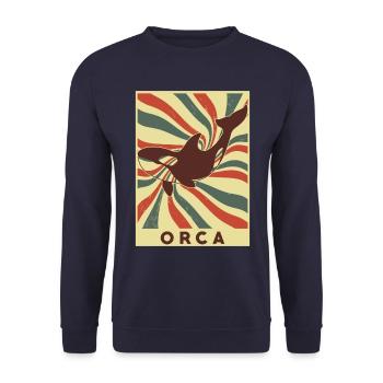 Orca Retro Vintage - Unisex Pullover - Navy - Vorne - Alina (178cm) & Michal (187cm)