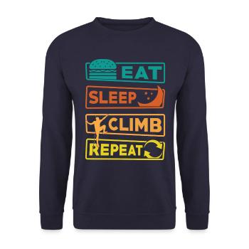 Eat Sleep Climb Repeat - Unisex Pullover - Navy - Vorne - Alina (178cm) & Michal (187cm)