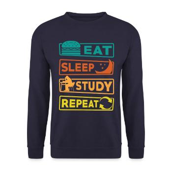 Student Studium Lernen Prüfung - Unisex Pullover - Navy - Vorne - Alina (178cm) & Michal (187cm)