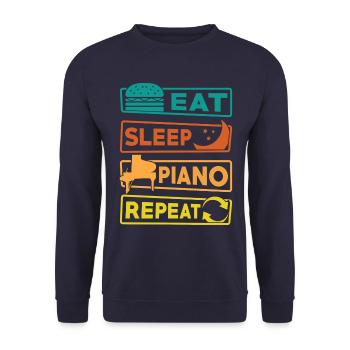 Eat Sleep Piano Repeat Pianist Klavier - Unisex Pullover - Navy - Vorne - Alina (178cm) & Michal (187cm)
