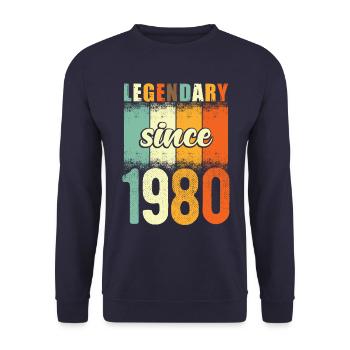 Legendary since 1980 Retro Vintage Birthday - Unisex Sweatshirt - navy - Front - Alina (178cm) & Michal (187cm)