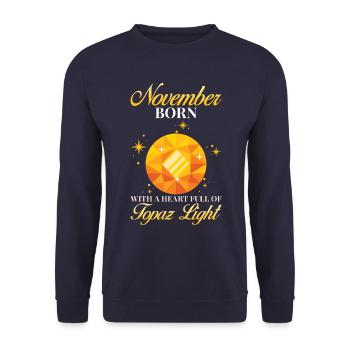 Birthstone November Topaz - Unisex Sweatshirt - navy - Front - Alina (178cm) & Michal (187cm)