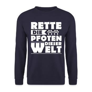 Tierretter Tierrettung Rette Die Pfoten Dieser - Unisex Pullover - Navy - Vorne - Alina (178cm) & Michal (187cm)