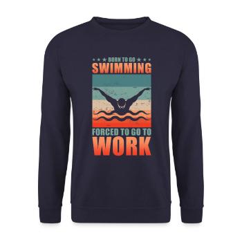 Schwimmer Geschenk Schwimmen Sport - Unisex Pullover - Navy - Vorne - Alina (178cm) & Michal (187cm)