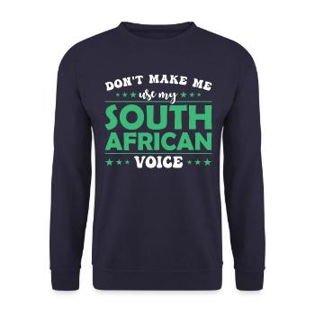 Lass Mich Nicht Meine Südafrikanische Stimme - Unisex Pullover - Navy - Vorne - Alina (178cm) & Michal (187cm)