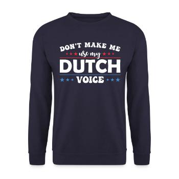 Ne me forcez pas à utiliser mon néerlandais - Sweat-shirt Unisexe - marine - Devant - Alina (178cm) & Michal (187cm)