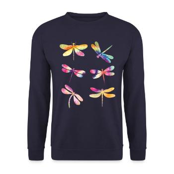 Libelle TIE DYE Vintage Libellen - Unisex Pullover - Navy - Vorne - Alina (178cm) & Michal (187cm)