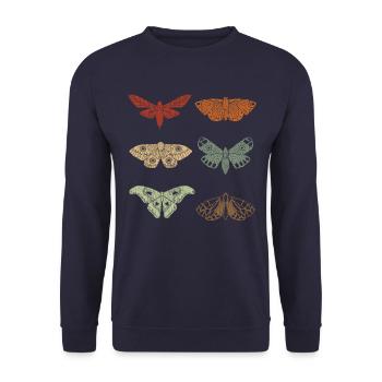 Moth Retro Vintage Moths - Unisex Sweatshirt - navy - Front - Alina (178cm) & Michal (187cm)