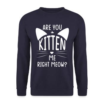 Are You Kitten Me Right Meow Cats Humor - Unisex Sweatshirt - navy - Front - Alina (178cm) & Michal (187cm)