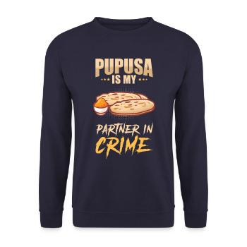 Pupusa Food Salvadoran Dish Tortilla - Sweat-shirt Unisexe - marine - Devant - Alina (178cm) & Michal (187cm)